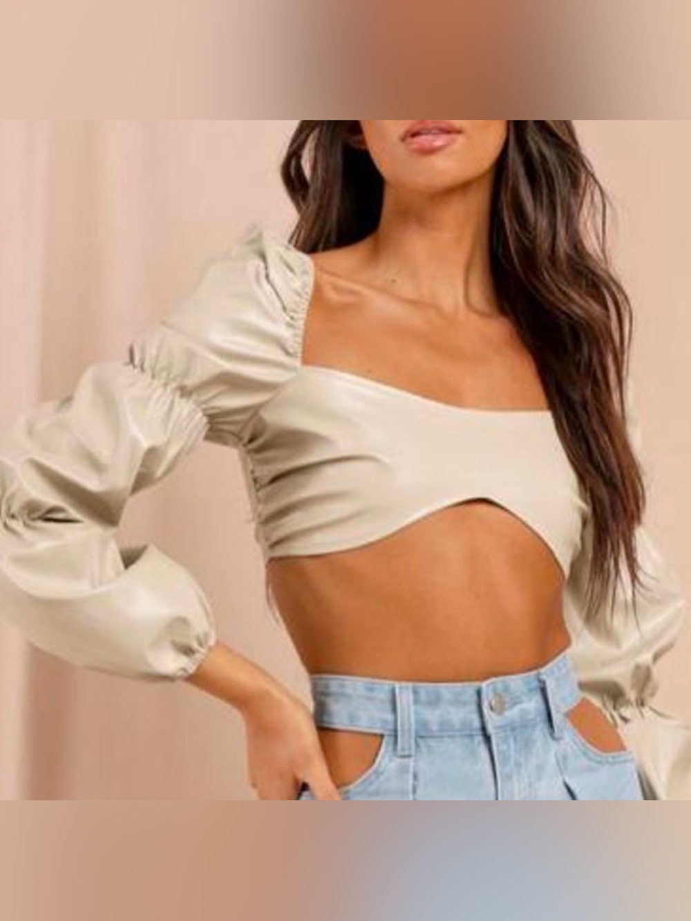 Misspap faux leather crop top